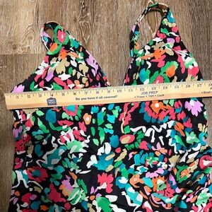 Black Floral Print Tankini -
